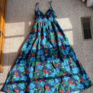 J.Crew Smocked Waist Cover-Up Dress Blue Peony XS